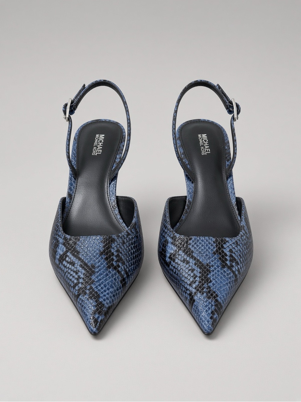 Michael Kors Luna Kitten Sling Pump Serpent Leather Chambray 9.5M 40F4LUMP1E